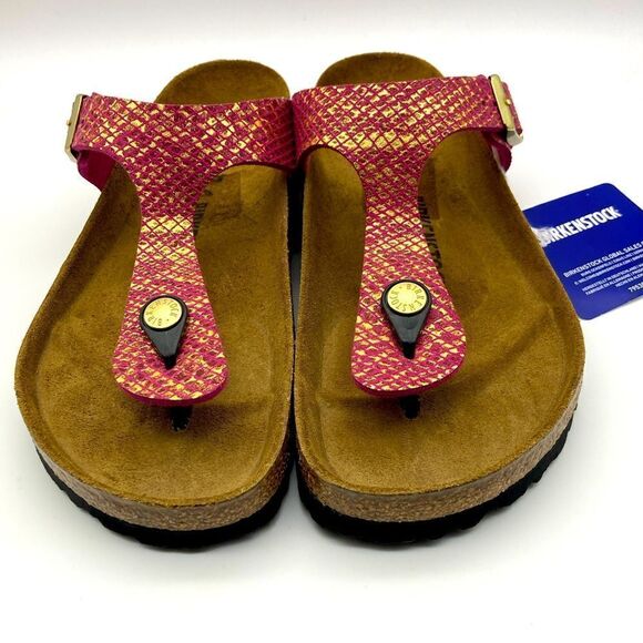 NWT Birkenstock Gizeh Dark Fuchsia Sandals Size 37/240 Germany - Picture 1 of 11